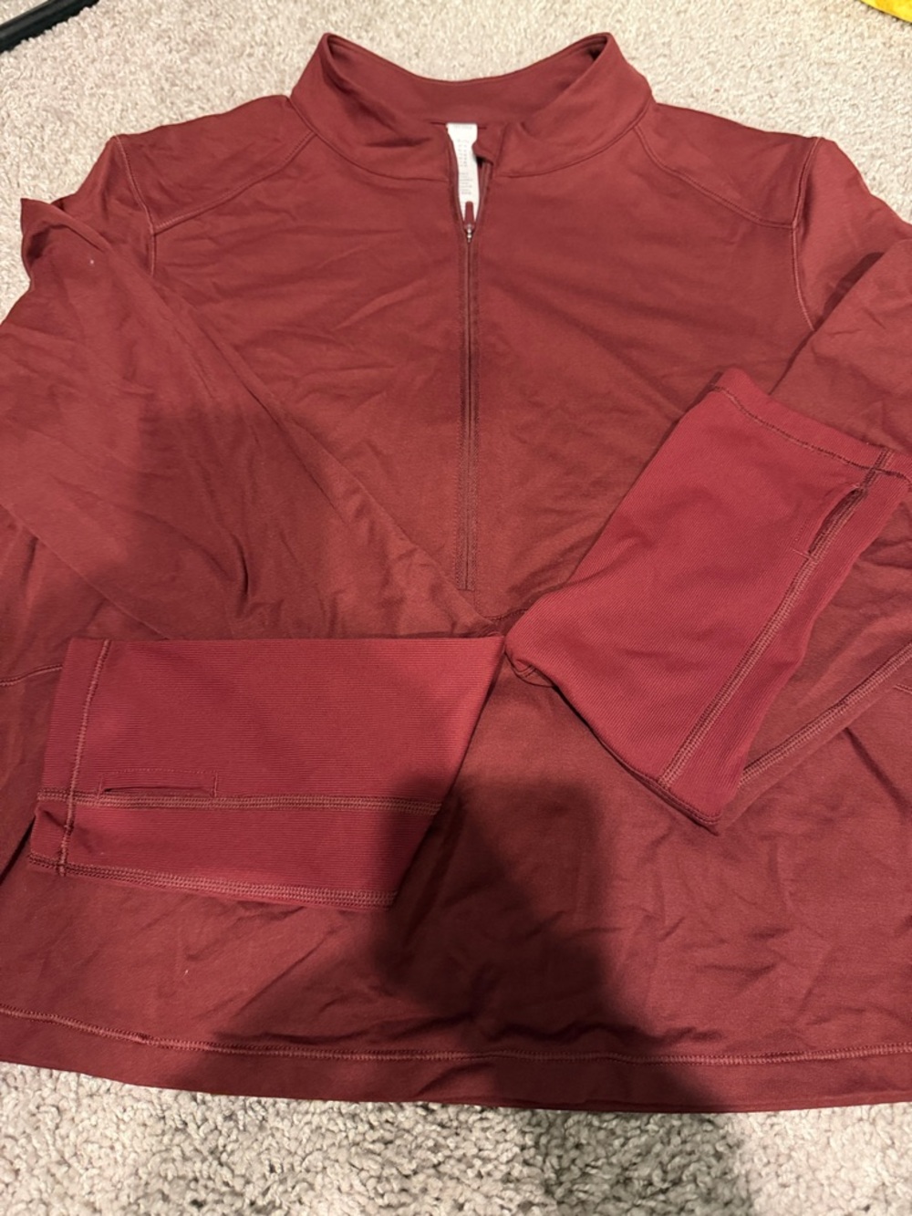 CRZ YOGA Burgundy Half-Zip Crop Top